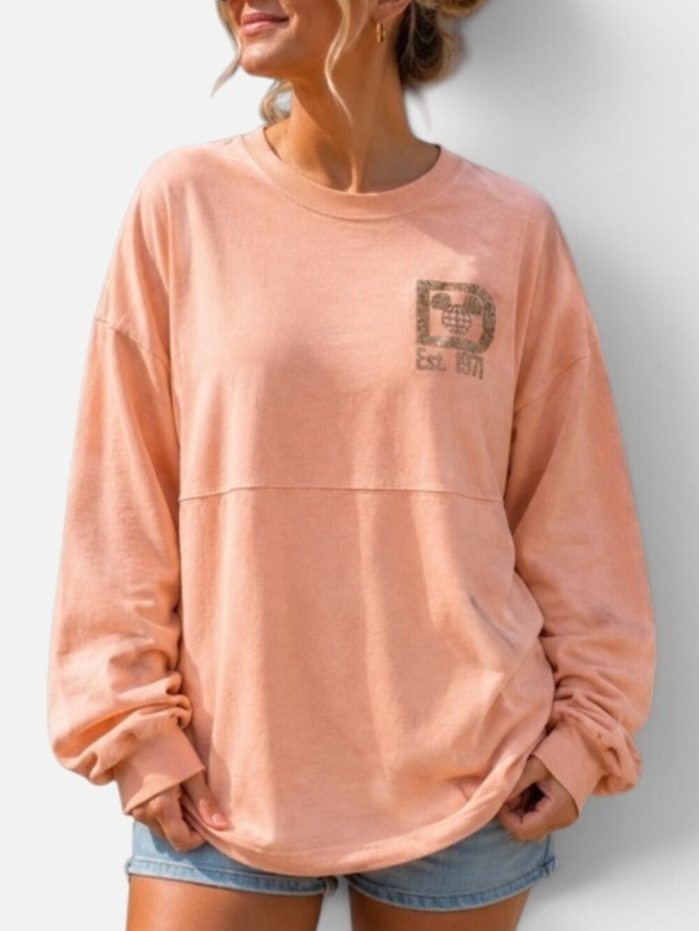 Disney Parks Spirit Jersey Peach Rose Gold Medium Walt Disney World Oversized